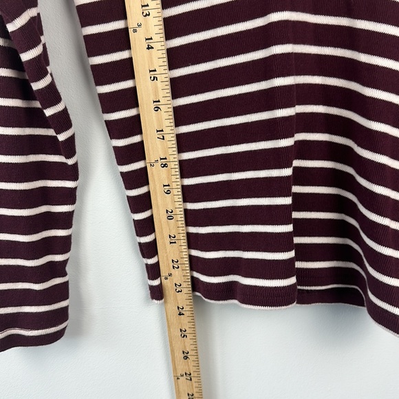 L.L. Bean 1/4 Zip Burgundy Stripped Sweater - Picture 4 of 6